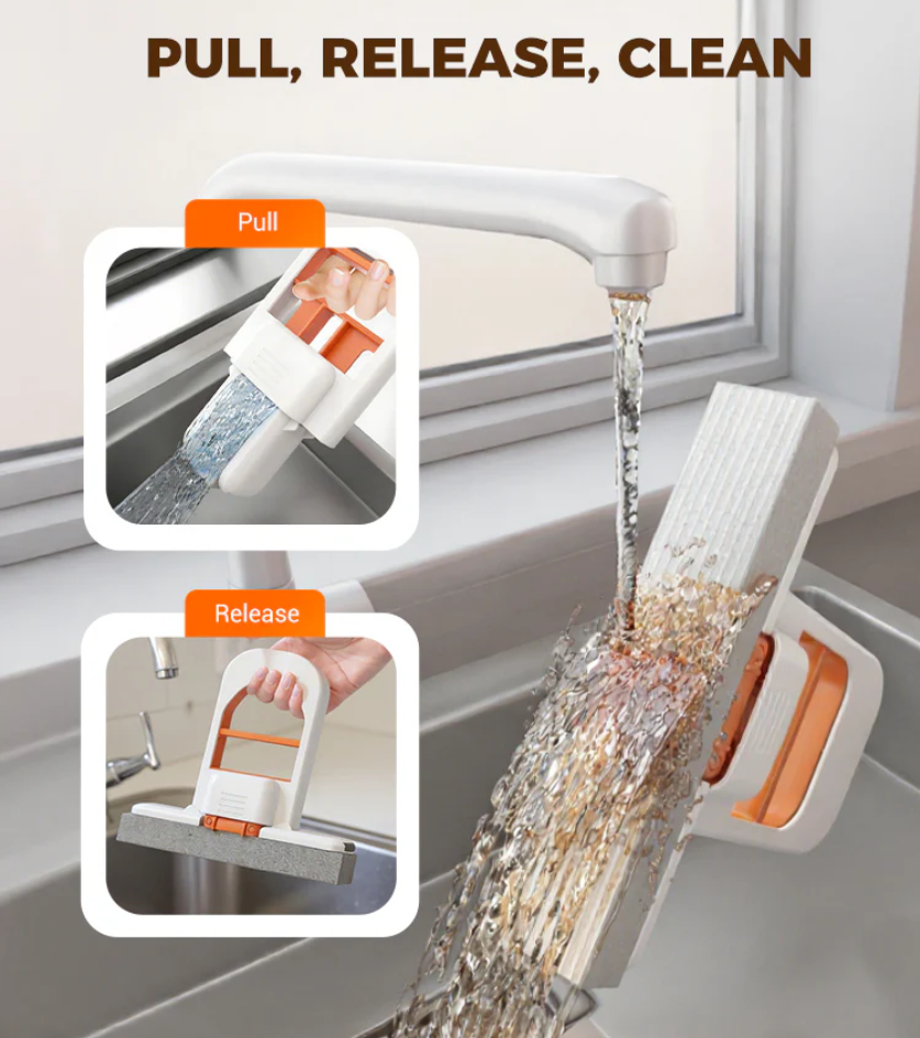 🧽 The Mini Self-Wringing Sponge Mop Clean Faster.