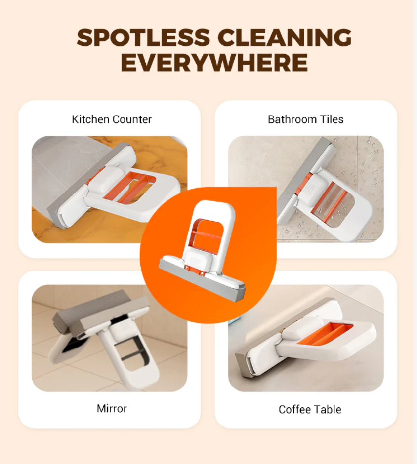 🧽 The Mini Self-Wringing Sponge Mop Clean Faster.