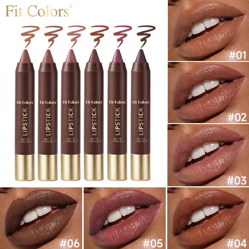 Long-lasting Matte Brown Lipstick - 6 Set