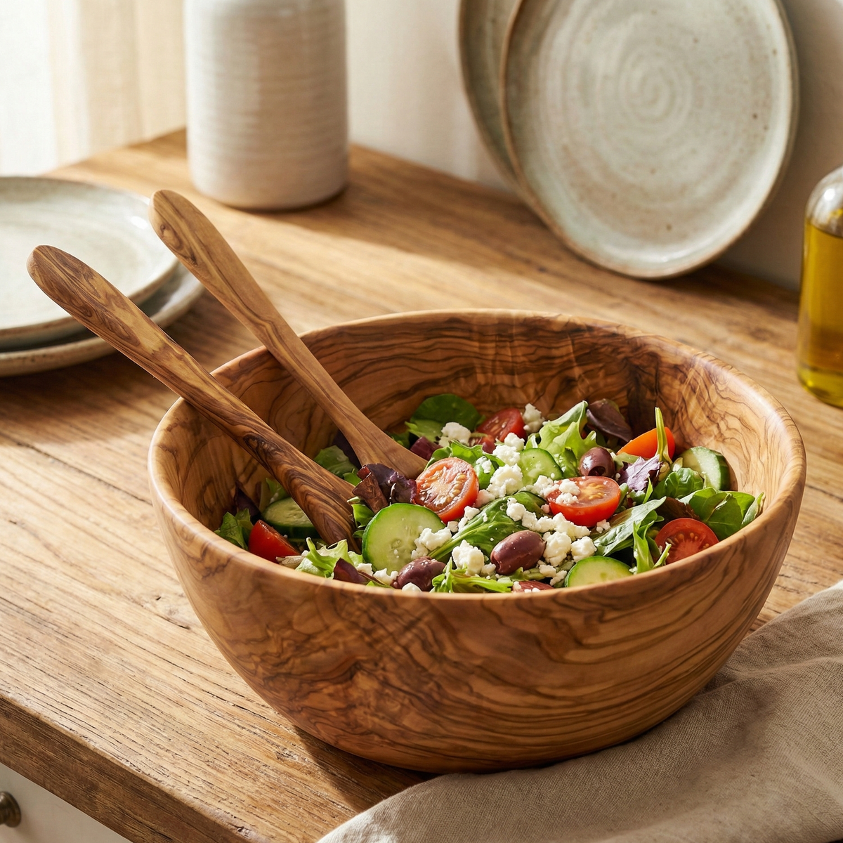 Salad Bowl with Spoon & Fork Set