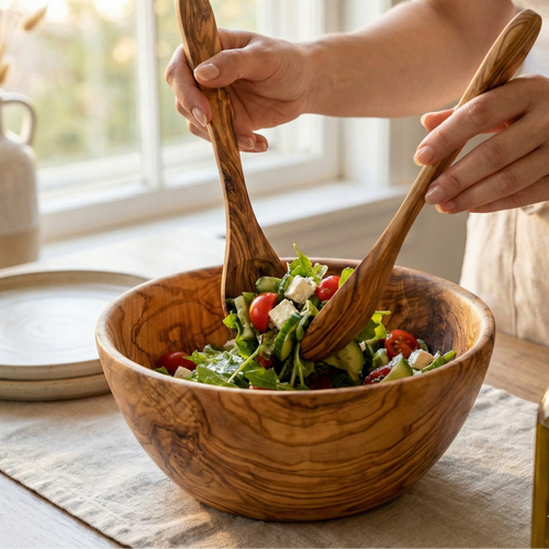 Salad Bowl with Spoon & Fork Set